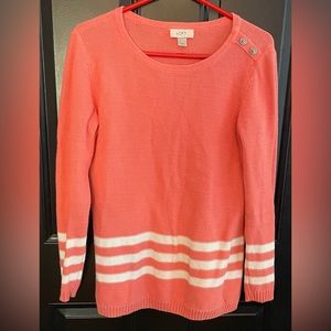 Women’s Loft sweater size Med. Pink and white pre-owned